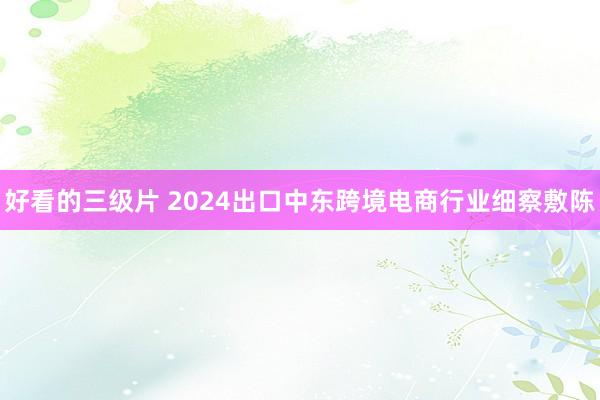 好看的三级片 2024出口中东跨境电商行业细察敷陈