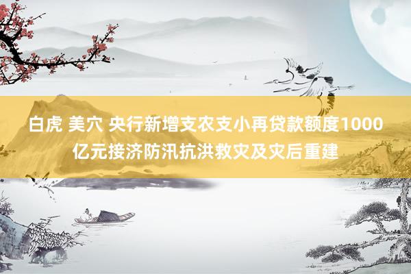 白虎 美穴 央行新增支农支小再贷款额度1000亿元接济防汛抗洪救灾及灾后重建