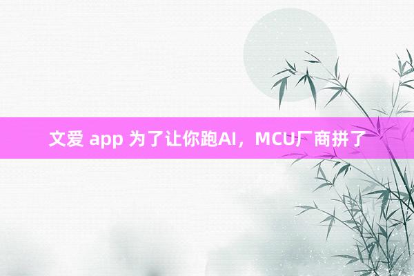 文爱 app 为了让你跑AI，MCU厂商拼了