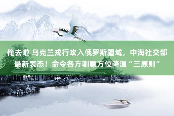 俺去啦 乌克兰戎行攻入俄罗斯疆域，中海社交部最新表态！命令各方驯顺方位降温“三原则”