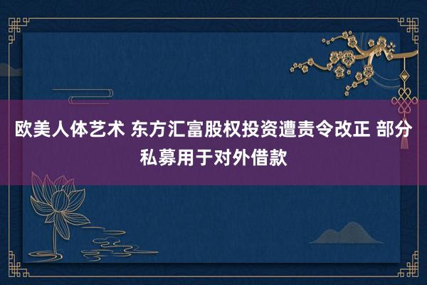 欧美人体艺术 东方汇富股权投资遭责令改正 部分私募用于对外借款