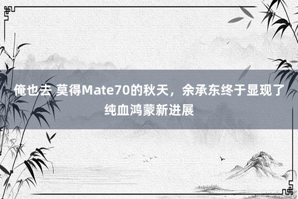 俺也去 莫得Mate70的秋天，余承东终于显现了纯血鸿蒙新进展