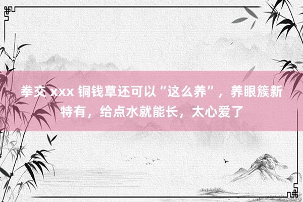 拳交 xxx 铜钱草还可以“这么养”，养眼簇新特有，给点水就能长，太心爱了