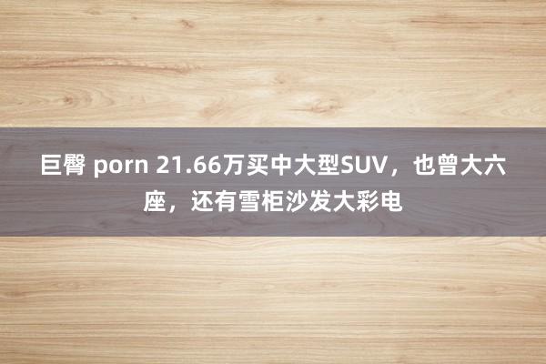 巨臀 porn 21.66万买中大型SUV，也曾大六座，还有雪柜沙发大彩电