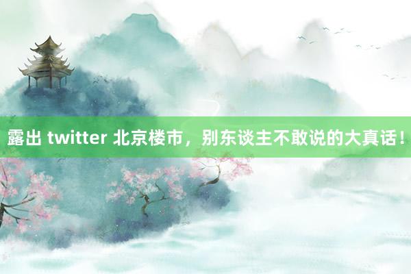 露出 twitter 北京楼市，别东谈主不敢说的大真话！