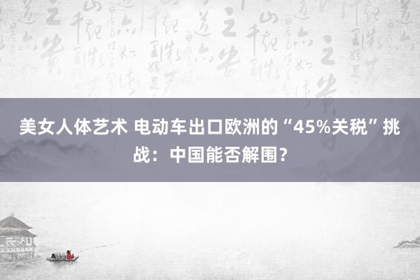 美女人体艺术 电动车出口欧洲的“45%关税”挑战：中国能否解围？