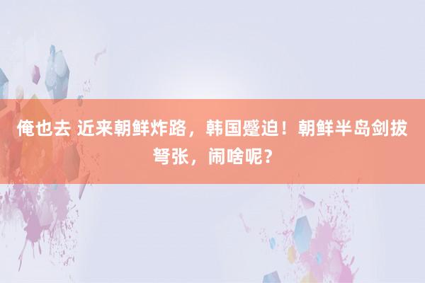 俺也去 近来朝鲜炸路，韩国蹙迫！朝鲜半岛剑拔弩张，闹啥呢？