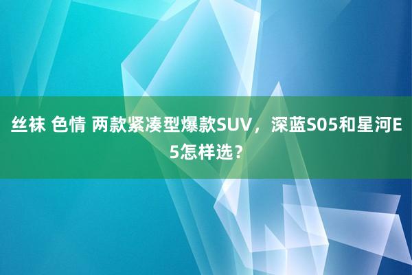 丝袜 色情 两款紧凑型爆款SUV，深蓝S05和星河E5怎样选？