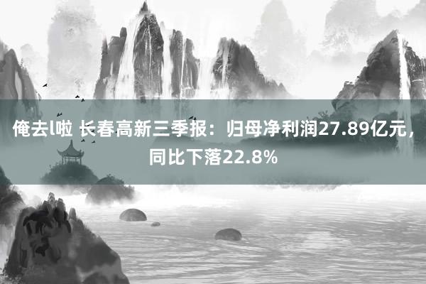 俺去l啦 长春高新三季报：归母净利润27.89亿元，同比下落22.8%