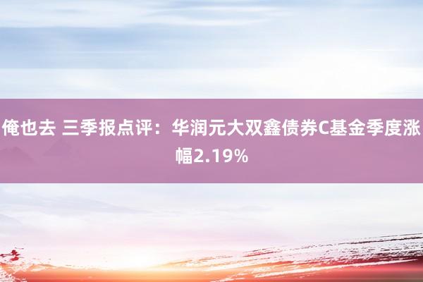 俺也去 三季报点评：华润元大双鑫债券C基金季度涨幅2.19%