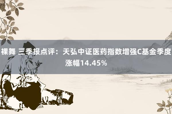 裸舞 三季报点评：天弘中证医药指数增强C基金季度涨幅14.45%