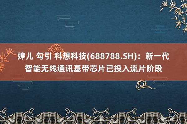 婷儿 勾引 科想科技(688788.SH)：新一代智能无线通讯基带芯片已投入流片阶段