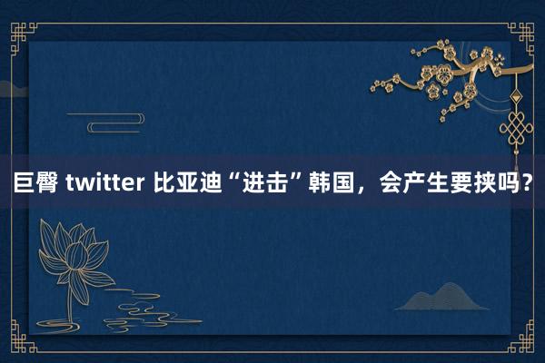 巨臀 twitter 比亚迪“进击”韩国，会产生要挟吗？