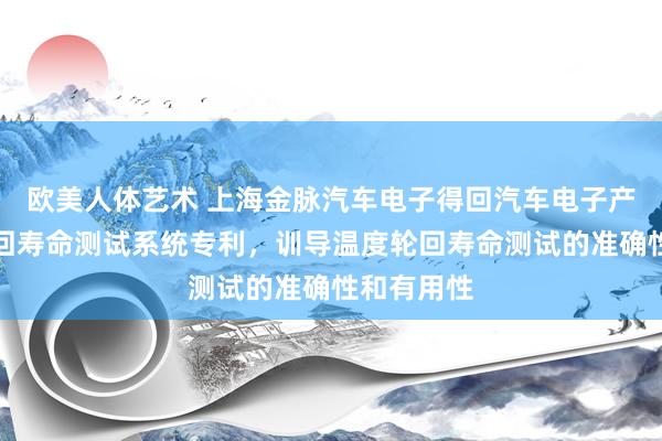 欧美人体艺术 上海金脉汽车电子得回汽车电子产物温度轮回寿命测试系统专利，训导温度轮回寿命测试的准确性和有用性