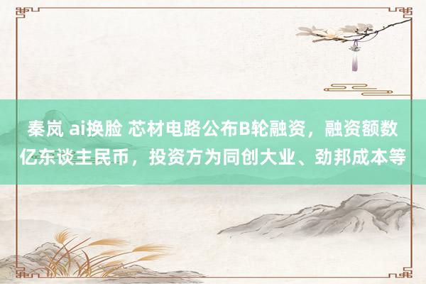 秦岚 ai换脸 芯材电路公布B轮融资，融资额数亿东谈主民币，投资方为同创大业、劲邦成本等