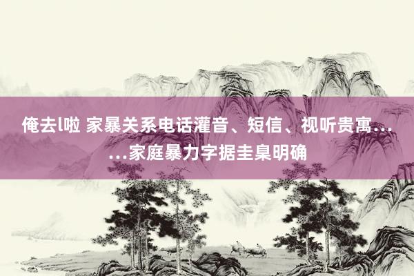 俺去l啦 家暴关系电话灌音、短信、视听贵寓……家庭暴力字据圭臬明确