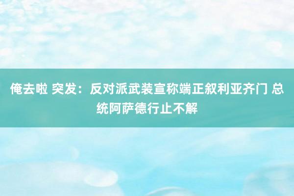 俺去啦 突发：反对派武装宣称端正叙利亚齐门 总统阿萨德行止不解