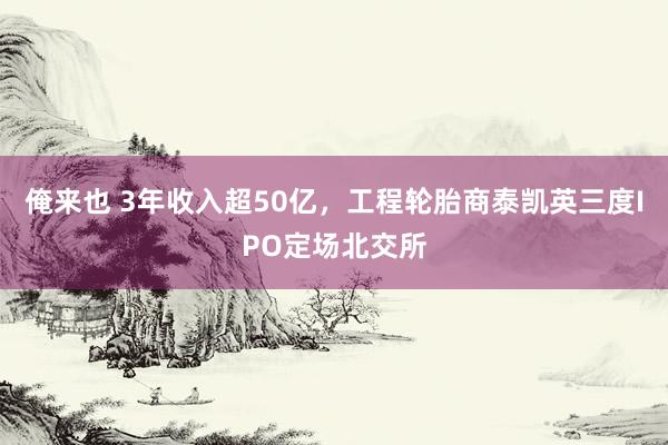 俺来也 3年收入超50亿，工程轮胎商泰凯英三度IPO定场北交所