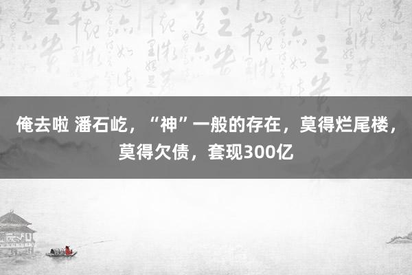 俺去啦 潘石屹，“神”一般的存在，莫得烂尾楼，莫得欠债，套现300亿