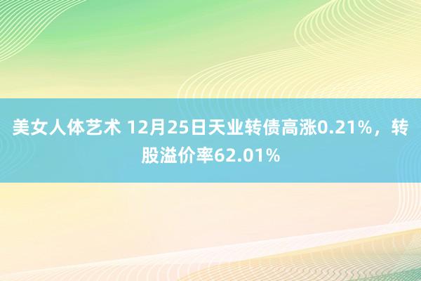 美女人体艺术 12月25日天业转债高涨0.21%，转股溢价率62.01%