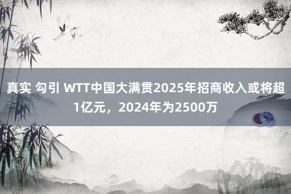 真实 勾引 WTT中国大满贯2025年招商收入或将超1亿元，2024年为2500万