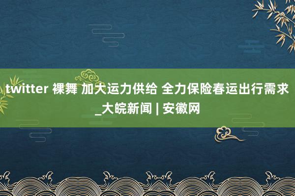 twitter 裸舞 加大运力供给 全力保险春运出行需求_大皖新闻 | 安徽网