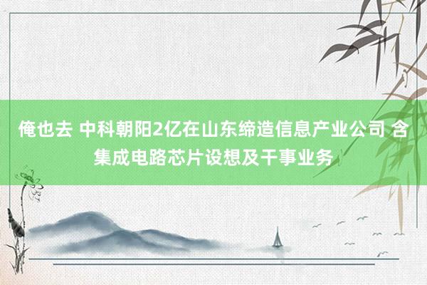 俺也去 中科朝阳2亿在山东缔造信息产业公司 含集成电路芯片设想及干事业务