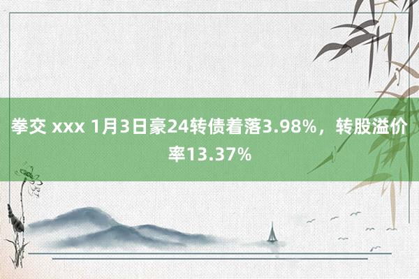 拳交 xxx 1月3日豪24转债着落3.98%，转股溢价率13.37%