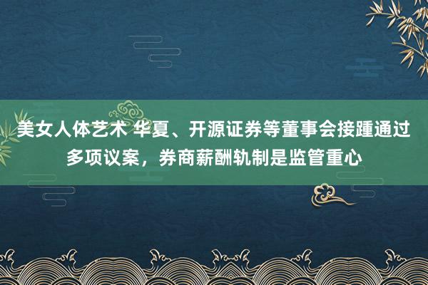 美女人体艺术 华夏、开源证券等董事会接踵通过多项议案，券商薪酬轨制是监管重心