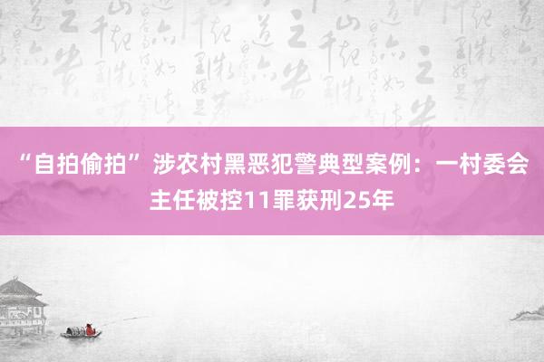 “自拍偷拍” 涉农村黑恶犯警典型案例：一村委会主任被控11罪获刑25年