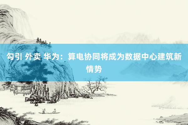 勾引 外卖 华为：算电协同将成为数据中心建筑新情势