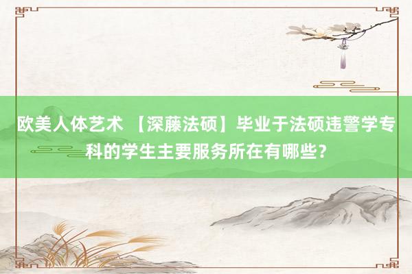 欧美人体艺术 【深藤法硕】毕业于法硕违警学专科的学生主要服务所在有哪些？