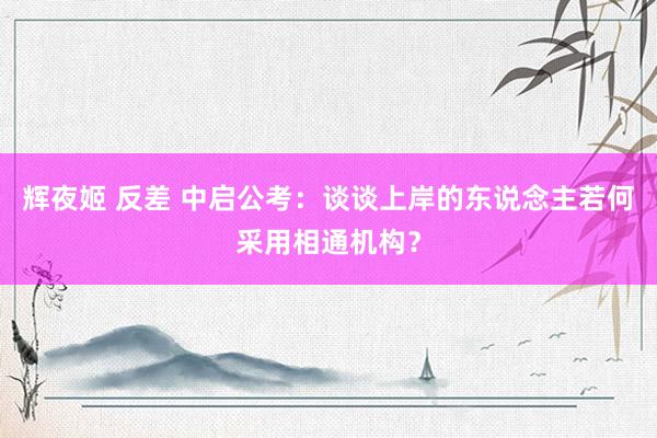 辉夜姬 反差 中启公考：谈谈上岸的东说念主若何采用相通机构？